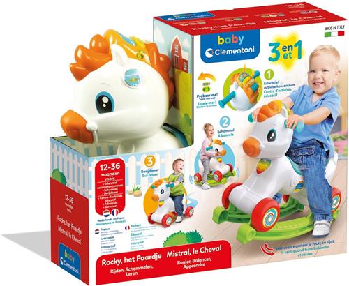 Clementoni - 3-in-1 hobbelpaard - Educatief speelgoed - Interactief Babyspeelgoed - Bereidbaar - 12 - 36 maanden