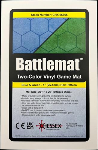 Chessex Reversible Battlemat 1 Inch Hexes Blauw-Groen AANBIEDING (UL)