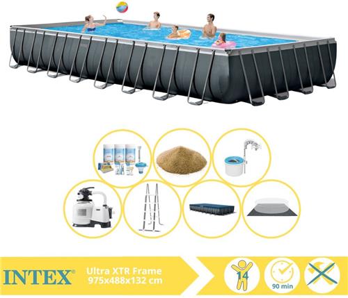 Intex Ultra XTR Frame Zwembad - Opzetzwembad - 975x488x132 cm - Inclusief Onderhoudspakket, Filterzand en Skimmer