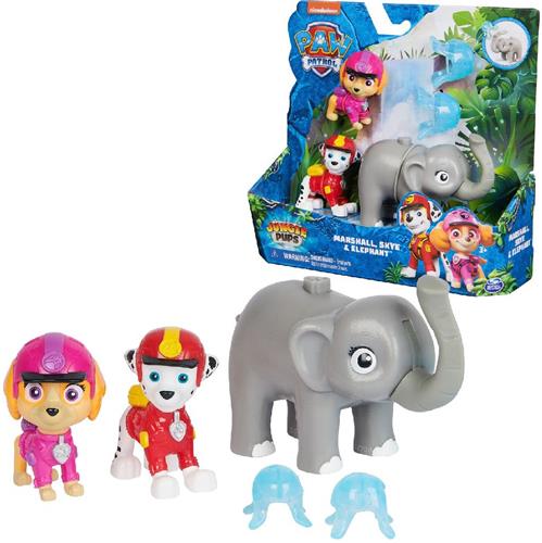 PAW Patrol Jungle Pups - Marshall met Skye en Olifant - speelfigurenset met projectielwerper