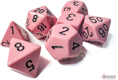 Chessex 7-Die set Opaque Pastel - Pink/Black