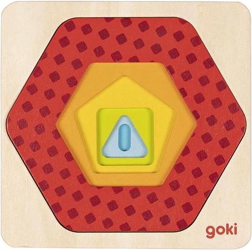 Goki Vormenpuzzel Geometrie Junior 12 X 12 Cm Hout 5-delig