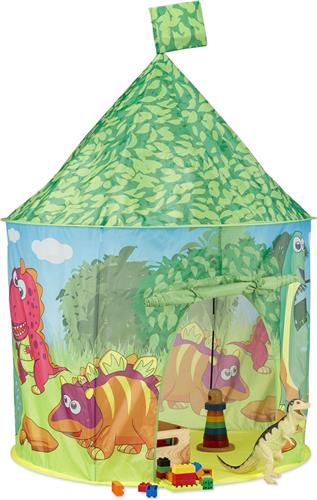 Relaxdays speeltent dinosaurus - kindertent dino - kinderspeeltent klein kinderhuis groen