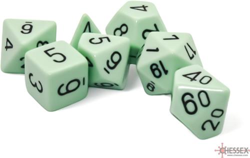 Chessex 7-Die set Opaque Pastel - Green/Black