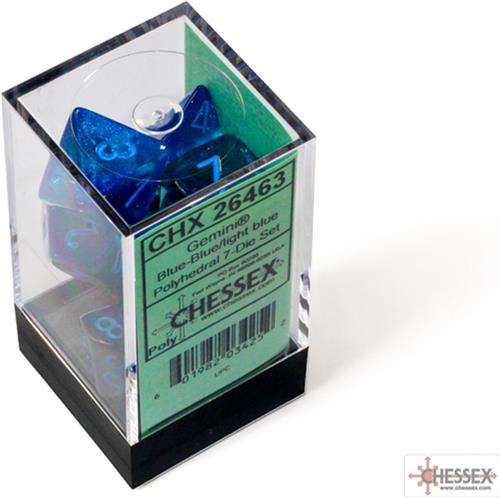 Chessex 7-Die set Gemini - Blue-Blue/Light Blue