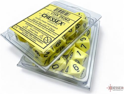 Chessex Opaque Pastel Yellow/black D10 Dobbelsteen Set (10 stuks)