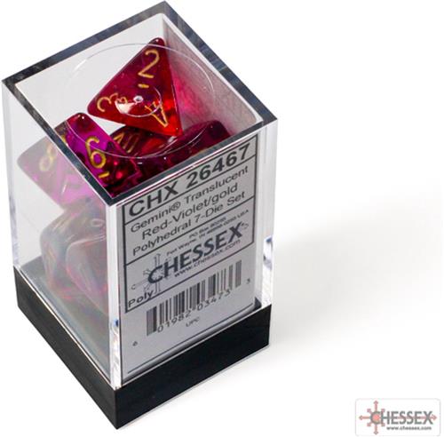 Chessex 7-Die set Gemini Translucent - Red-Violet/Gold