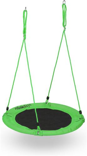 Relaxdays ronde nestschommel 90 cm - tuinschommel - kinderschommel - vogelnestschommel - groen