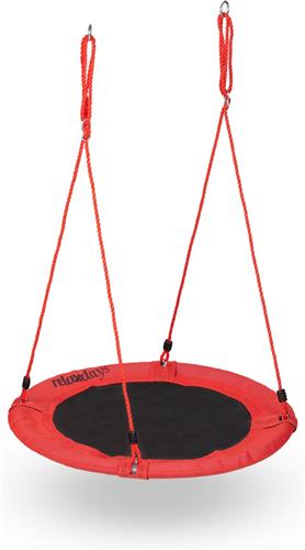 Relaxdays ronde nestschommel 90 cm - tuinschommel - kinderschommel - vogelnestschommel - rood