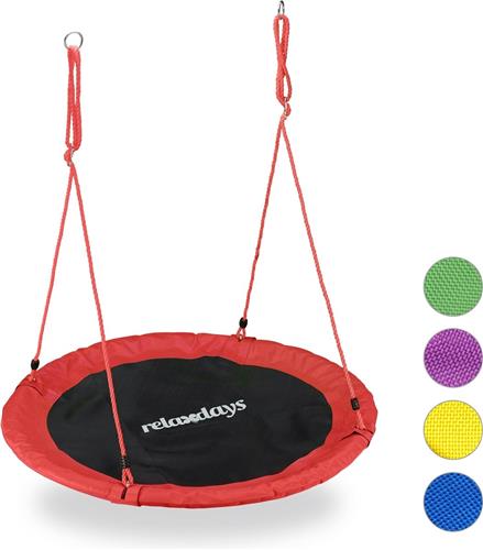 Relaxdays Nestschommel - vogelnestschommel - buiten schommel - 110 cm - kinderschommel - rood