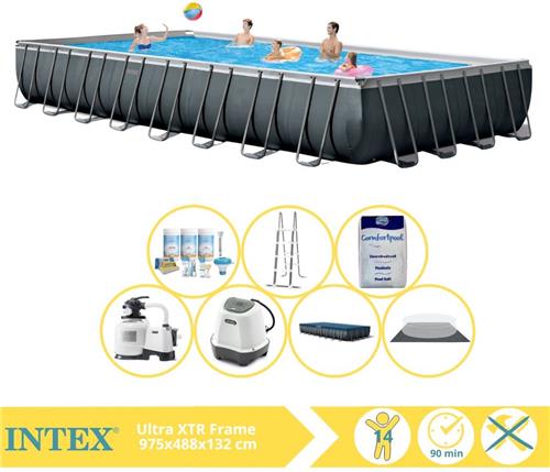 Intex Ultra XTR Frame Zwembad - Opzetzwembad - 975x488x132 cm - Inclusief Onderhoudspakket, Zoutsysteem en Zout