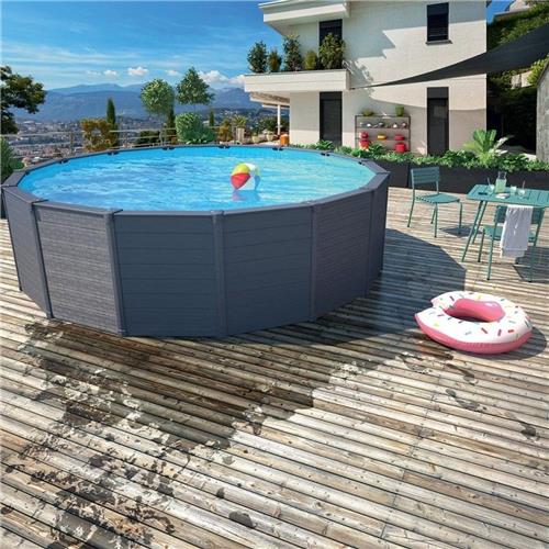 Intex Graphite Panel Pool 478x124 cm met zandfilter, ladder, afdek- en grondzeil - Model 2022