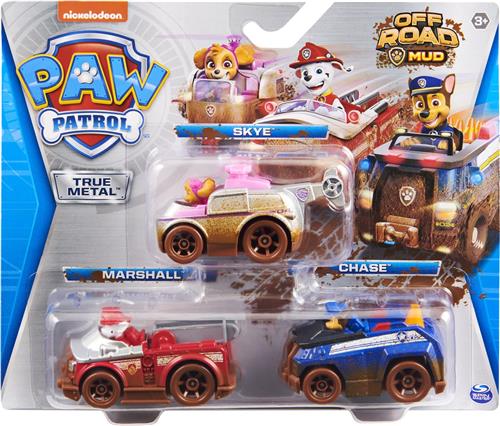 PAW Patrol True Metal - Chase, Skye en Marshall - Off-Road Speelgoedauto's