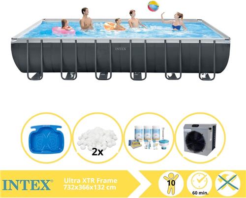 Intex Ultra XTR Frame Zwembad - Opzetzwembad - 732x366x132 cm - Inclusief Onderhoudspakket, Filterbollen, Voetenbad en Warmtepomp CP