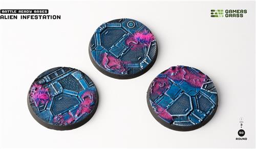 Alien Infestation Bases Pre-Painted (3x 50mm Round )