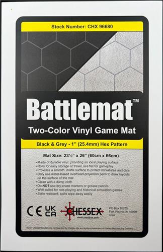 Chessex Reversible Battlemat 1 Inch Hexes Zwart-Grijs AANBIEDING (UL)