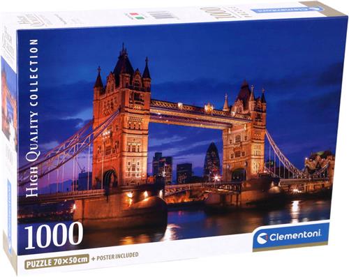 Clementoni Legpuzzel - Londen Tower Bridge at Night - Puzzel 1000 stukjes - 70x50 cm - Voor Volwassenen en Kinderen vanaf 14 jaar