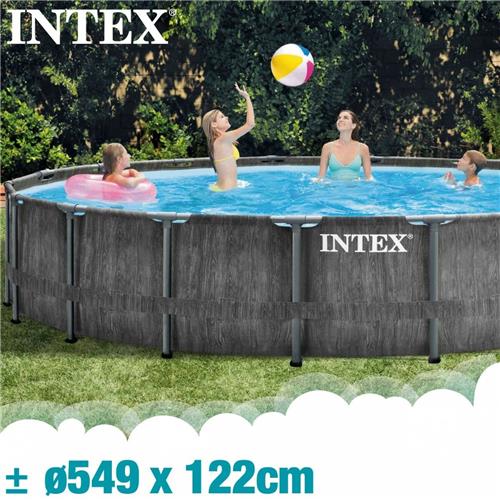 Intex Baltik Frame Pool - Houtlook zwembad - 549x122 cm - met pomp en accessoires