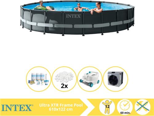 Intex Ultra XTR Frame Zwembad - Opzetzwembad - 610x122 cm - Inclusief Onderhoudspakket, Filterbollen, Zwembad Stofzuiger en Warmtepomp CP