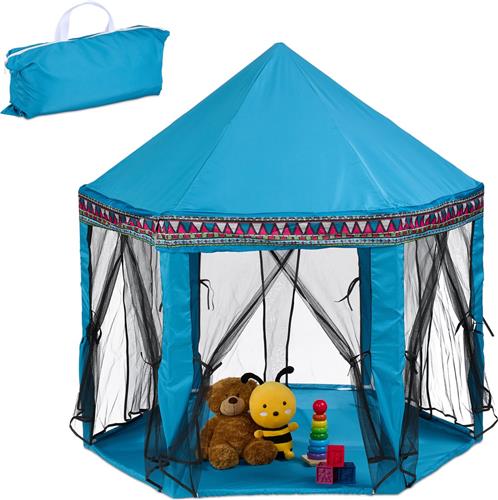 Relaxdays speeltent zeshoekig - 135 x 140 x 140 cm - 6 ingangen - speelhuis kinderkamer