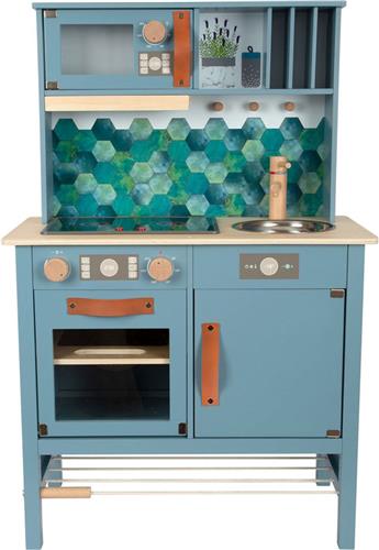 Small Foot - Houten Kinderkeuken Blauw, 7dlg.