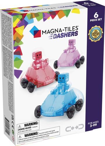 Magna-Tiles Dashers 6-Piece Set, Speelgoed auto speelset, 3 jaar, Blauw, Paars, Rood