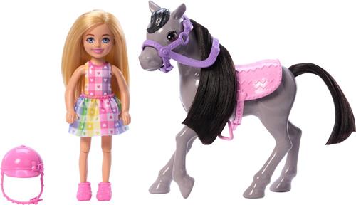 Barbie Chelsea Met Pony - Met roze helm - 15 cm - Minipop - Barbiepop