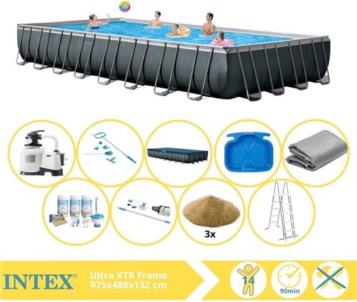 Intex Ultra XTR Frame Zwembad - Opzetzwembad - 975x488x132 cm - Inclusief Onderhoudspakket, Filterzand, Onderhoudsset, Stofzuiger en Voetenbad