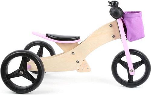 Small Foot - Houten Driewieler en Loopfiets 2in1 Roze