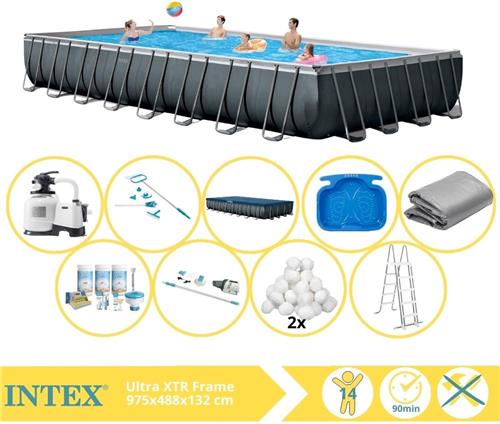 Intex Ultra XTR Frame Zwembad - Opzetzwembad - 975x488x132 cm - Inclusief Onderhoudspakket, Filterbollen, Onderhoudsset, Stofzuiger en Voetenbad