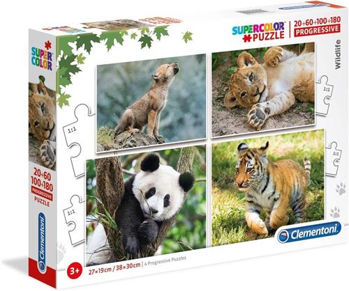 Clementoni Legpuzzel Wildlife 4 Puzzels 20/60/100/180 Stukjes