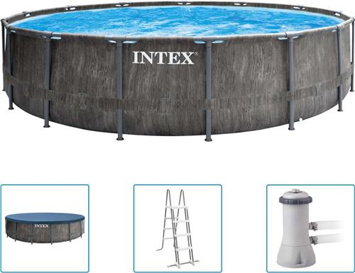 Intex Greywood Prism Frame zwembad 457x122 cm. met filterpomp en accessoires | Pool