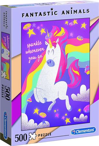 Clementoni - Fantastic Animals puzzel - Unicorn - 500 stukjes, puzzel volwassenen