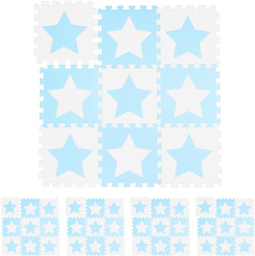 Relaxdays 45x speelmat foam sterren - puzzelmat - speelkleed - vloermat schuim - blauw-wit