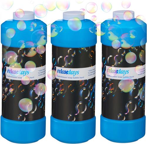 Relaxdays 3 x 1 liter bellenblaas - navulling voor bellenblaasmachine bellenblaaspistool