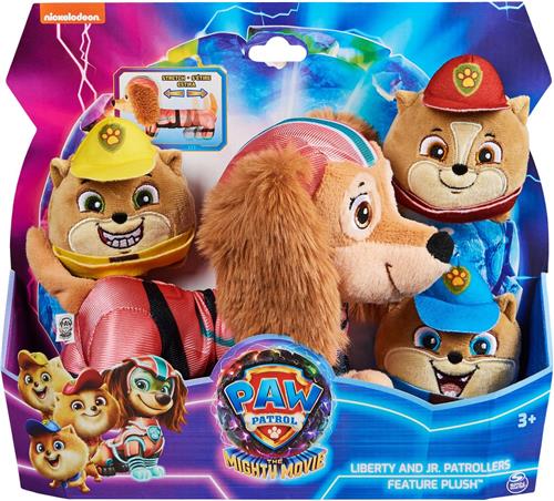 PAW Patrol The Mighty Movie - Liberty-knuffel met drie Junior Patroller-miniknuffels