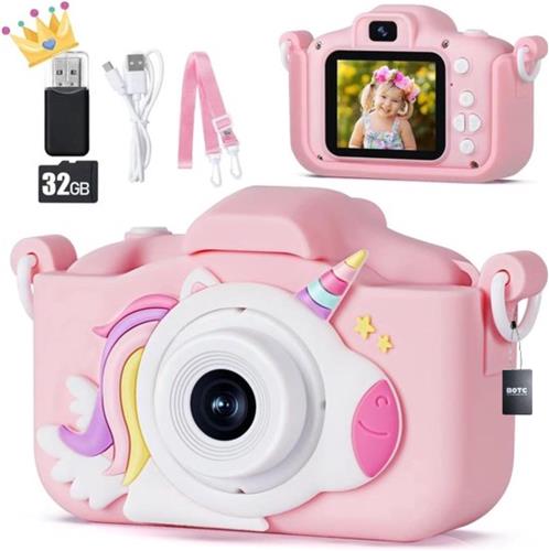 BOTC Kindercamera - 32GB SD-kaart - Digitale Kindercamera HD 1080p - Fototoestel voor Kinderen - Roze