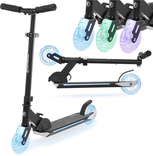 HyperMotion Scooter voor kinderen vanaf 5 jaar, met LED Ice Flash-verlichting, tweewielig, opvouwbaar, max. belasting, 50 kg, rubberen wielen, 125 mm, flex-Fender rem, verstelbare stuur in hoogte