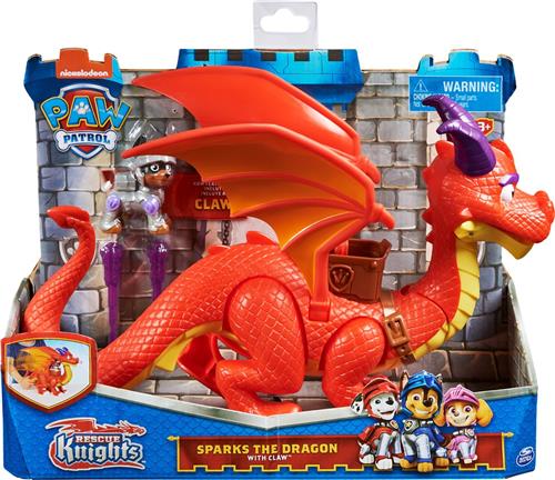 PAW Patrol Rescue Knights - Draak Sparks en Claw - Actiefigurenset