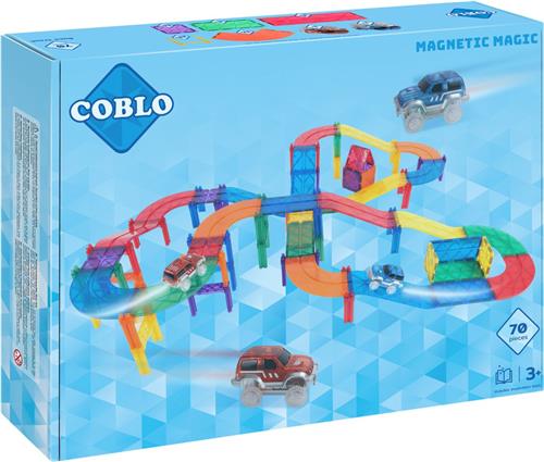 Coblo Classic Racebaan 70 stuks - Magnetisch speelgoed - Constructiespeelgoed - Magnetische bouwstenen - Magnetic tiles - Cadeau kind - Speelgoed 3 jaar t/m 12 jaar