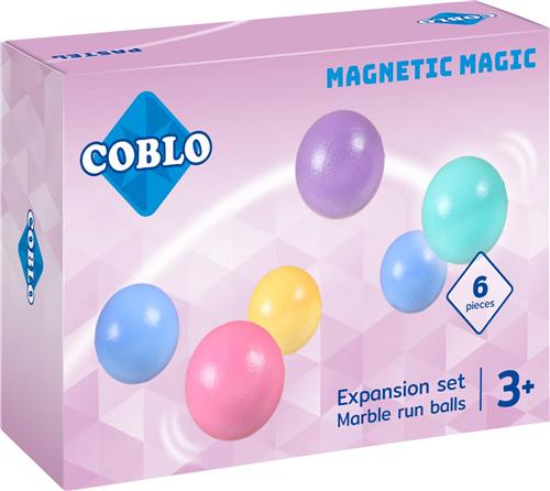 Coblo Pastel Knikkerbaan balletjes 6 stuks - Magnetisch speelgoed - Montessori speelgoed - STEM speelgoed - Cadeau kind - Speelgoed 3 jaar t/m 12 jaar