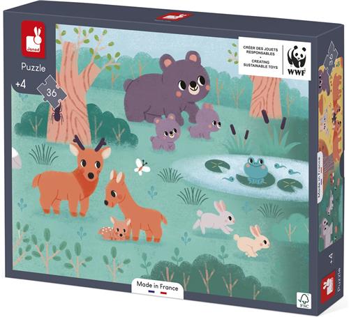 Janod WWF - Puzzel 4 Seizoenen - Stukje Bij Beetje Ontdekken Kinderen Een Prachtig Universum In Deze Mooie 36-Delige Panoramapuzzel Van 1 Meter Lang! - Geschikt Vanaf 4 Jaar