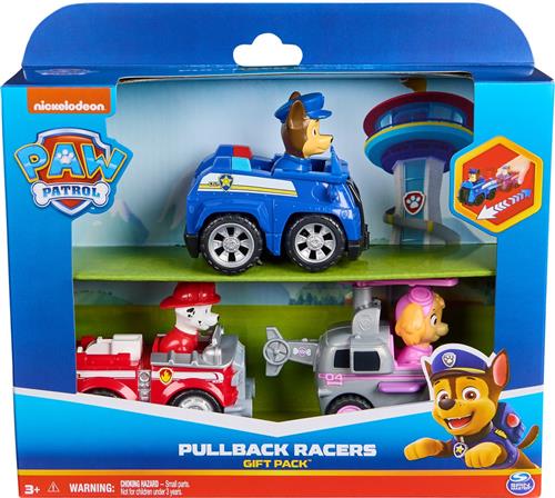 PAW Patrol Rescue Racers - set van 3-speelgoedauto's met terugtrekfunctie - Chase Marshall en Skye