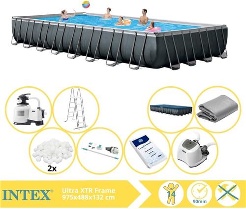 Intex Ultra XTR Frame Zwembad - Opzetzwembad - 975x488x132 cm - Inclusief Filterbollen, Stofzuiger, Zoutsysteem en Zout