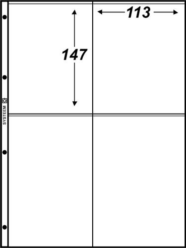 Hartberger Systeemblad S-2x2 met 4 vakken ( 113 x 147 mm) 5 stuks insteekhoezen - insteekbladen voor de verzamelaar! - ansichtkaarten - zendkaarten - kaarten - prentbrief - prentbriefkaarten - briefkaart - post - poststuk - poststukken