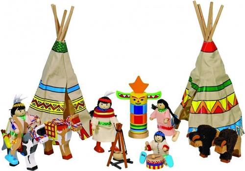 Goki Houten buigpopjes set indianen 9-11cm