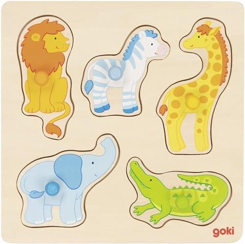 Goki 57447 puzzel 1 Legpuzzel van 5 stuks Dieren