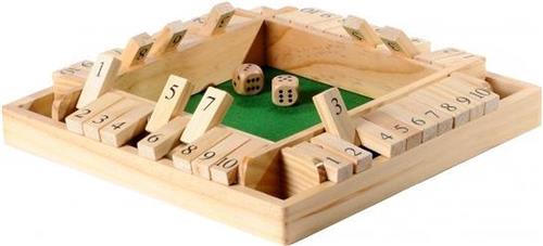 Longfield Games Shut the box 4 spelers bordspel inclusief 2 houten dobbelstenen 29 x 29 x 3,5cm