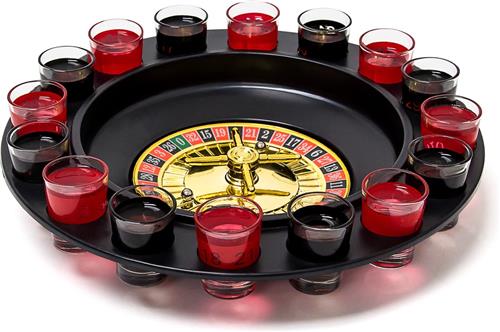 Relaxdays drankspel roulette - partyspel - shotglaasjes - alcohol roulette - draairad