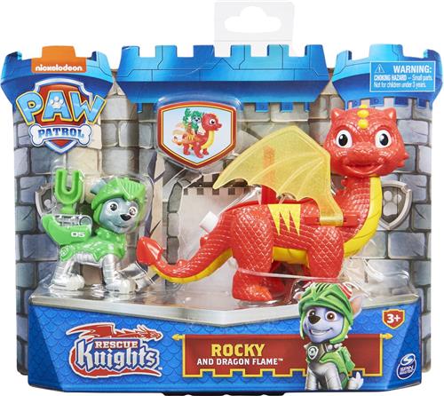 PAW Patrol Rescue Knights - Rocky en Draak Flame - Speelfigurenset